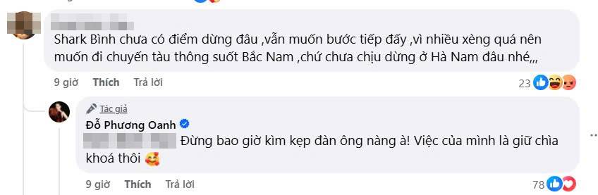 Phương Oanh nói gì khi bị mỉa mai "Shark Bình chưa có điểm dừng, vẫn muốn bước tiếp"?- Ảnh 2. Phương Oanh nói gì khi bị mỉa mai "Shark Bình chưa có điểm dừng, vẫn muốn bước tiếp"?- Ảnh 2.