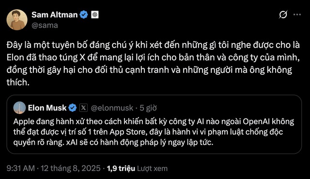 Elon Musk dọa kiện Apple vì "ưu ái" ChatGPT, CEO OpenAI lập tức phản bác- Ảnh 3. Elon Musk dọa kiện Apple vì "ưu ái" ChatGPT, CEO OpenAI lập tức phản bác- Ảnh 3.