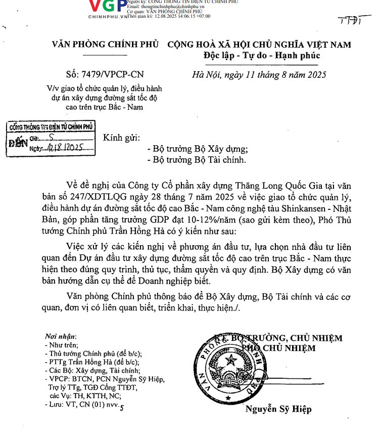 Phó Thủ tướng chỉ đạo về đề nghị quản lý đường sắt tốc độ cao Bắc-Nam theo công nghệ Shinkansen của Nhật- Ảnh 2.