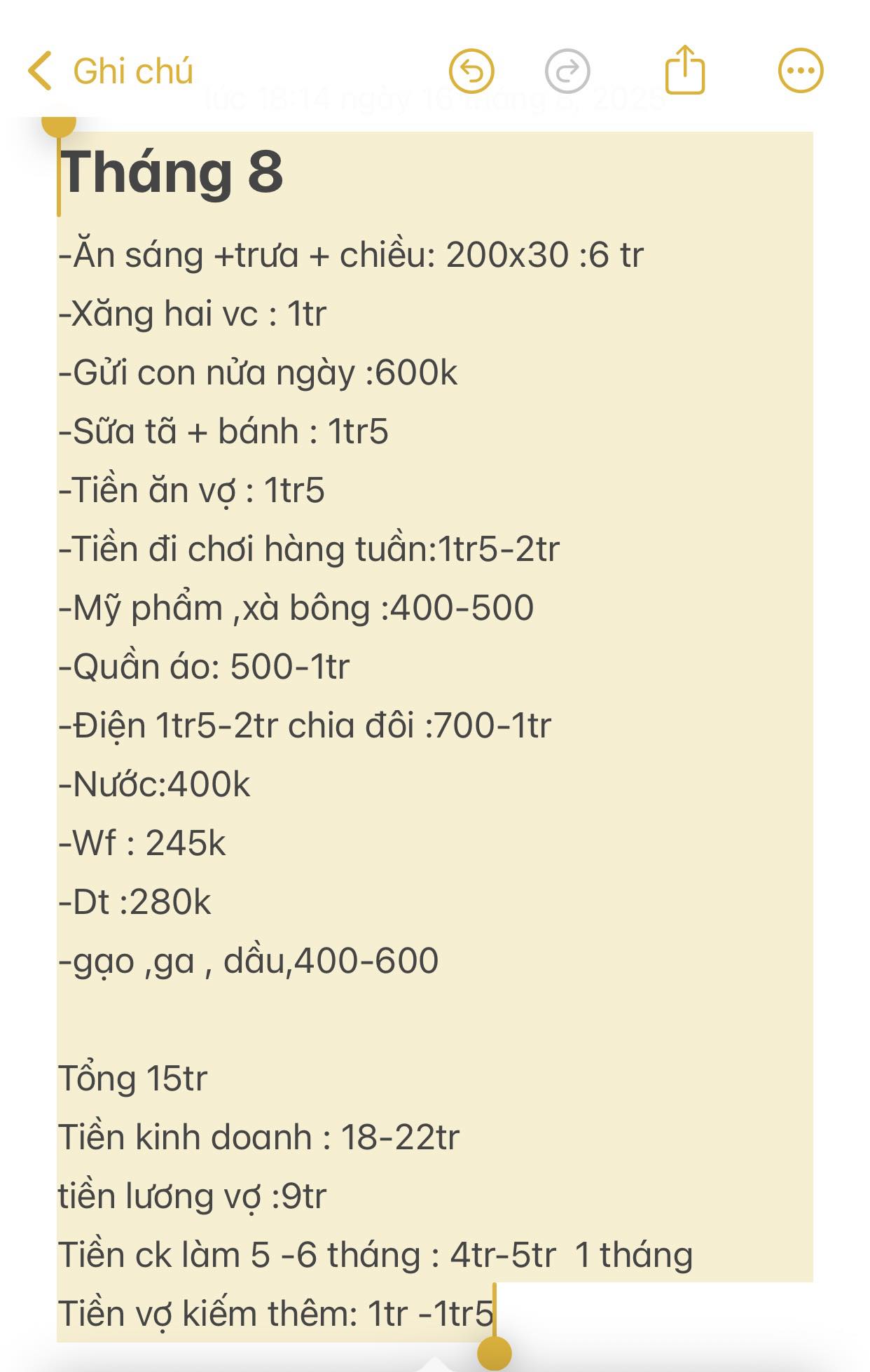 Bảng chi tiêu 15 triệu đồng khiến nhiều người không thể ngồi yên- Ảnh 1.