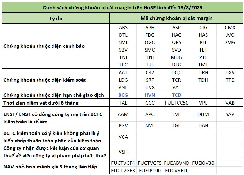 HOSE cắt margin 3 cổ phiếu do thua lỗ, danh sách không được giao dịch ký quỹ gồm 65 mã gồm nhiều cái tên “hot” HAG, NVL, LDG, BCG,...- Ảnh 1.