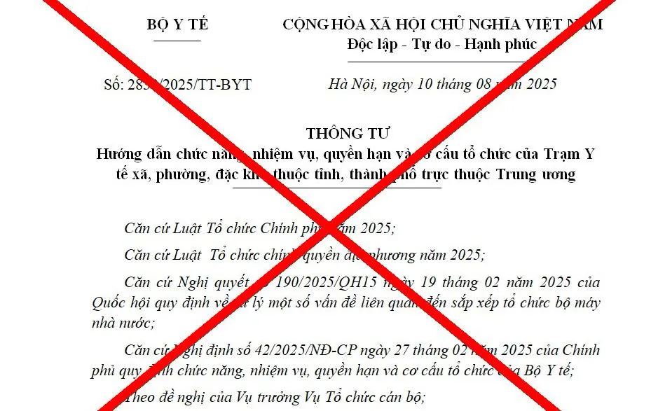 Bộ Y tế cảnh báo về văn bản giả mạo liên quan chức năng, nhiệm vụ của trạm y tế xã, phường- Ảnh 1.
