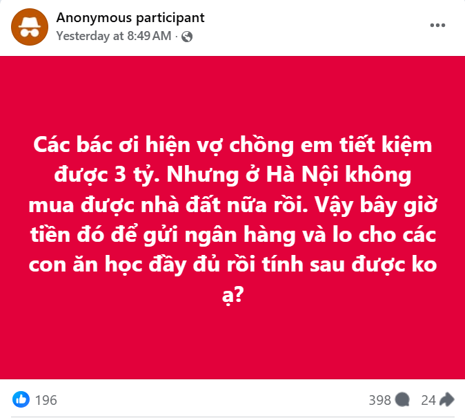 “Cái khó” của cặp vợ chồng ở Hà Nội, có 3 tỷ tiết kiệm- Ảnh 1. “Cái khó” của cặp vợ chồng ở Hà Nội, có 3 tỷ tiết kiệm- Ảnh 1.