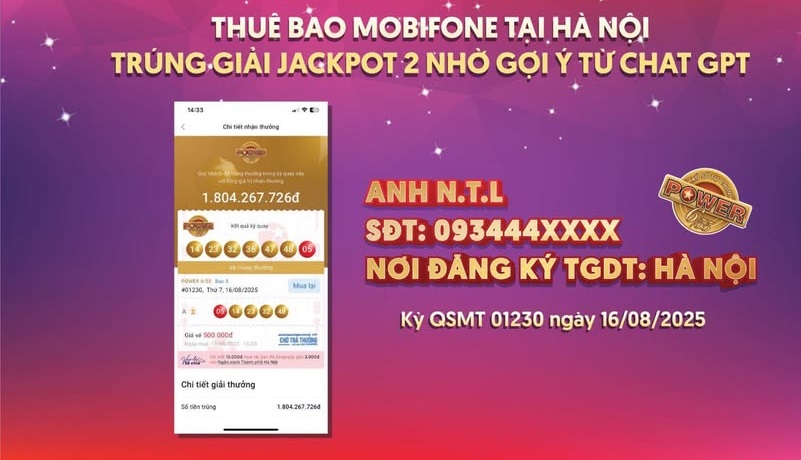Chuyện thật như đùa: Khách trúng Vietlott "khủng" nhờ gợi ý từ ChatGPT- Ảnh 2. Chuyện thật như đùa: Khách trúng Vietlott "khủng" nhờ gợi ý từ ChatGPT- Ảnh 2.