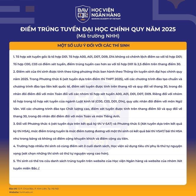 Điểm chuẩn Học viện Ngân hàng và Trường Đại học Ngân hàng TP. Hồ Chí Minh năm 2025
- Ảnh 3. Điểm chuẩn Học viện Ngân hàng và Trường Đại học Ngân hàng TP. Hồ Chí Minh năm 2025
- Ảnh 3.