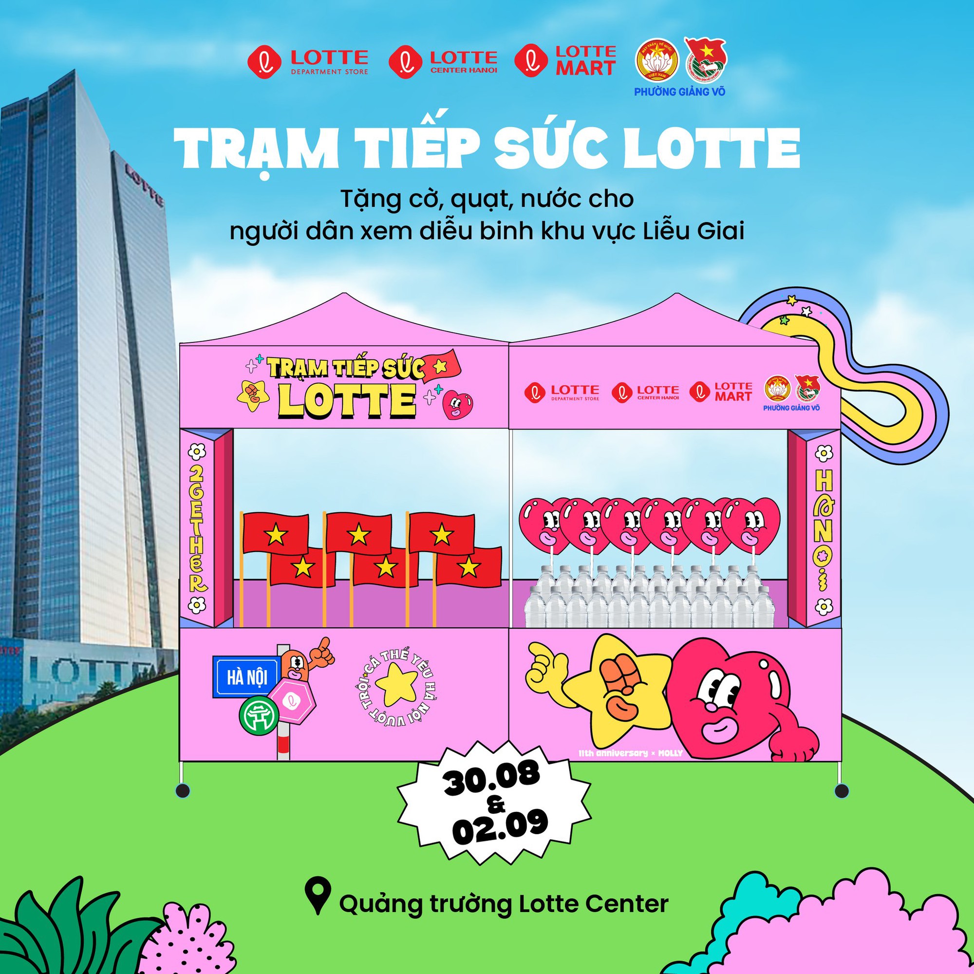 Tin vui cho người dân đi xem duyệt binh 2/9 ở khu vực Liễu Giai: Lotte tặng miễn phí 4000 phần quà- Ảnh 1. Tin vui cho người dân đi xem duyệt binh 2/9 ở khu vực Liễu Giai: Lotte tặng miễn phí 4000 phần quà- Ảnh 1.