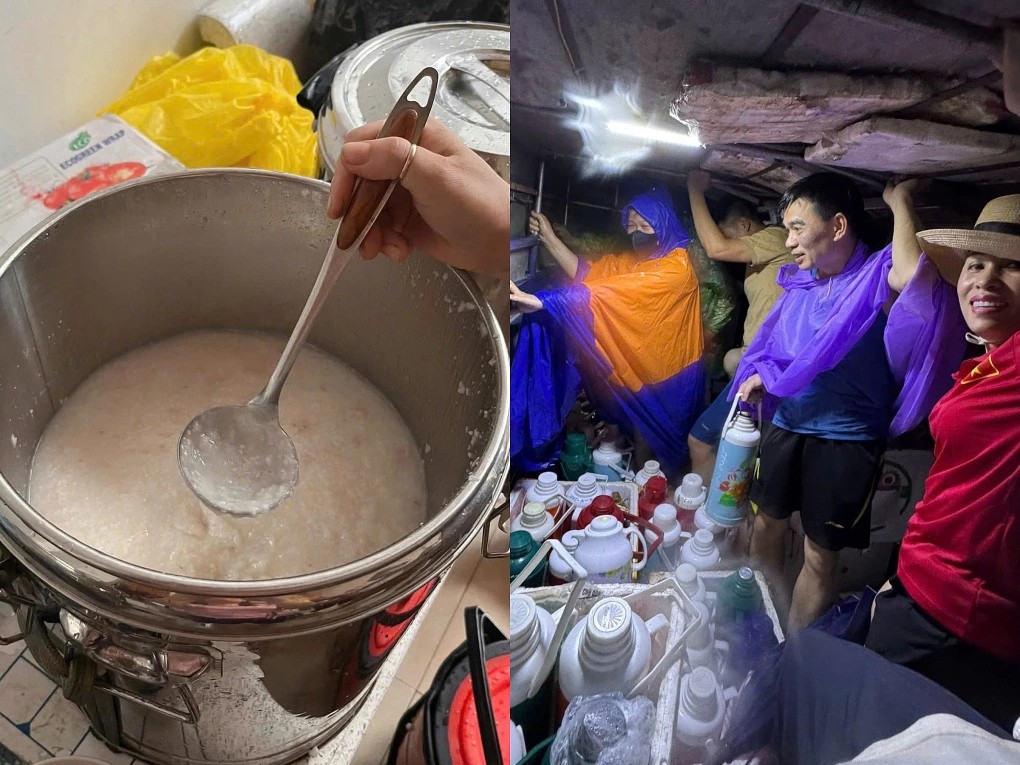 Ngập lụt, mất điện, không thể ra ngoài, cư dân chung cư tại Hà Nội được tiếp tế bằng cháo, nước nóng- Ảnh 2. Ngập lụt, mất điện, không thể ra ngoài, cư dân chung cư tại Hà Nội được tiếp tế bằng cháo, nước nóng- Ảnh 2.
