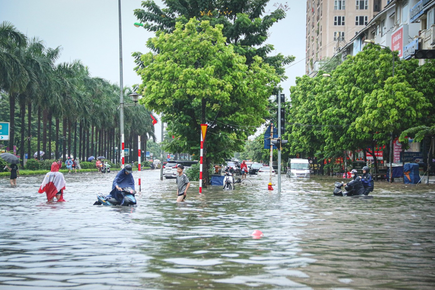 Hình ảnh nhiều khu chung cư thành 'ốc đảo' sau mưa lớn, dân dựng đập ngăn nước tràn vào hầm- Ảnh 5. Hình ảnh nhiều khu chung cư thành 'ốc đảo' sau mưa lớn, dân dựng đập ngăn nước tràn vào hầm- Ảnh 5.