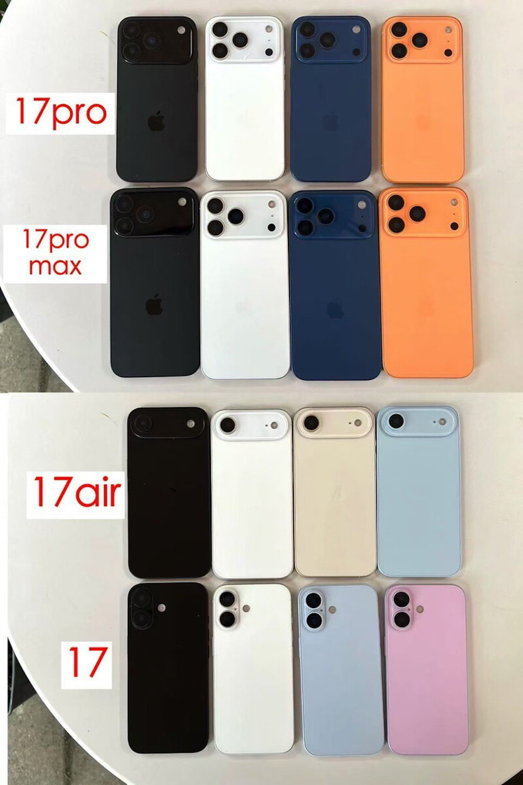 Lộ diện mô hình tất cả màu sắc của iPhone 17 Pro Max- Ảnh 1. Lộ diện mô hình tất cả màu sắc của iPhone 17 Pro Max- Ảnh 1.