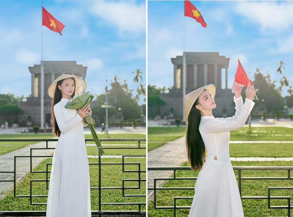 Nữ sinh 10X đang gây sốt với bộ ảnh áo dài bên Lăng Bác là ai: Từng ghi dấu tại loạt cuộc thi nhan sắc, đã có hình ảnh lấy cảm hứng từ phim "Mưa đỏ"- Ảnh 1. Nữ sinh 10X đang gây sốt với bộ ảnh áo dài bên Lăng Bác là ai: Từng ghi dấu tại loạt cuộc thi nhan sắc, đã có hình ảnh lấy cảm hứng từ phim "Mưa đỏ"- Ảnh 1.