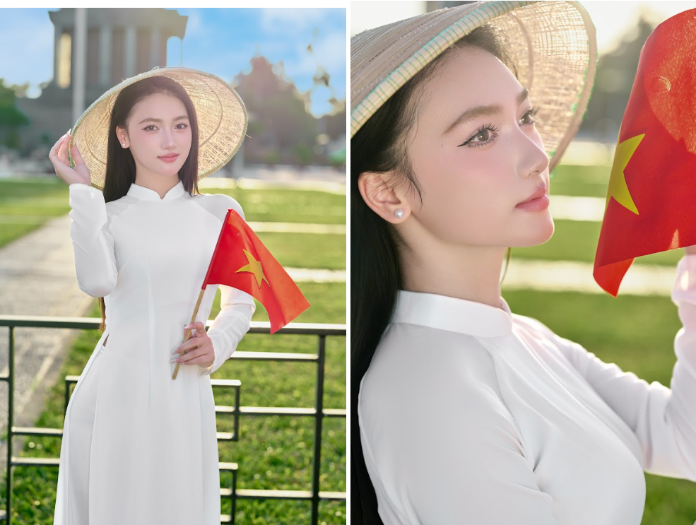 Nữ sinh 10X đang gây sốt với bộ ảnh áo dài bên Lăng Bác là ai: Từng ghi dấu tại loạt cuộc thi nhan sắc, đã có hình ảnh lấy cảm hứng từ phim "Mưa đỏ"- Ảnh 2. Nữ sinh 10X đang gây sốt với bộ ảnh áo dài bên Lăng Bác là ai: Từng ghi dấu tại loạt cuộc thi nhan sắc, đã có hình ảnh lấy cảm hứng từ phim "Mưa đỏ"- Ảnh 2.