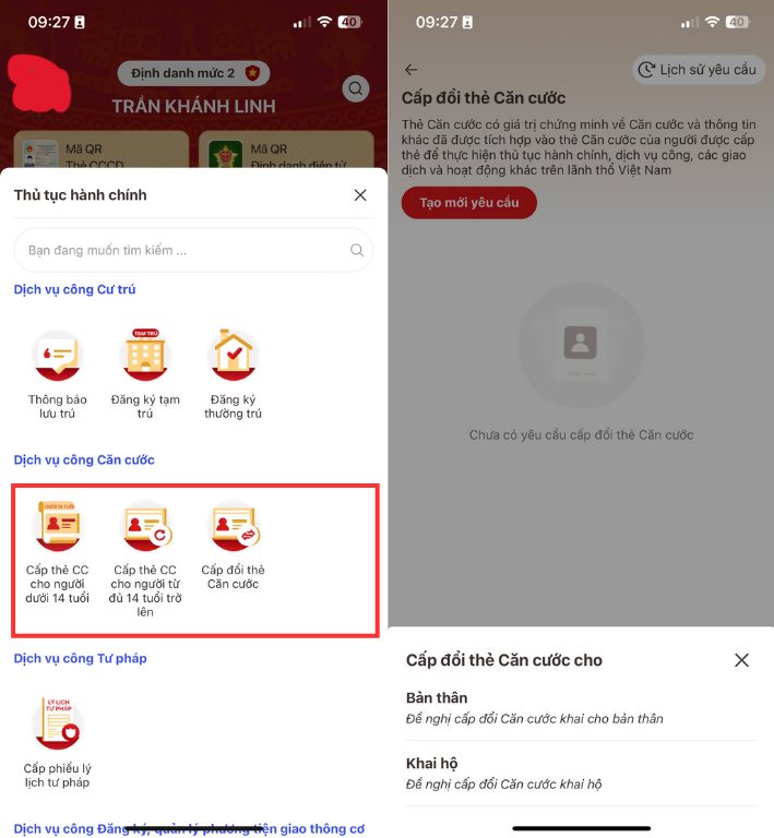 Cách cấp mới, đổi thẻ căn cước công dân trên ứng dụng VNeID- Ảnh 3. Cách cấp mới, đổi thẻ căn cước công dân trên ứng dụng VNeID- Ảnh 3.