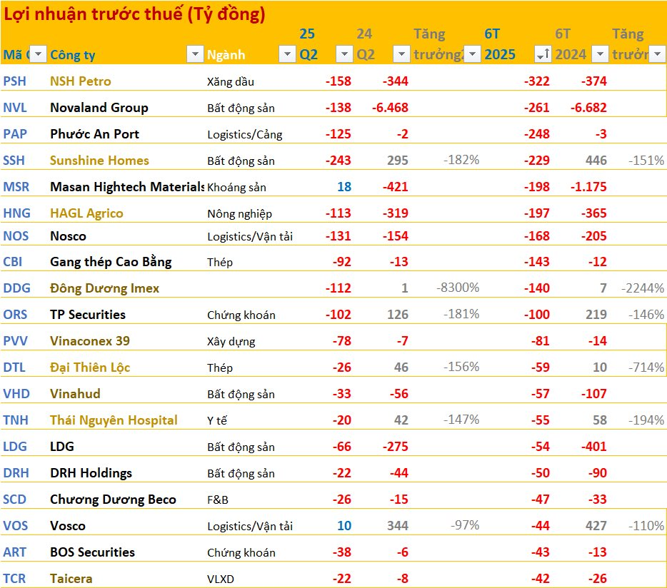 Hàng loạt doanh nghiệp 'xóa trắng' lợi nhuận so với cùng kỳ trong 6T2025- Ảnh 2. Hàng loạt doanh nghiệp 'xóa trắng' lợi nhuận so với cùng kỳ trong 6T2025- Ảnh 2.