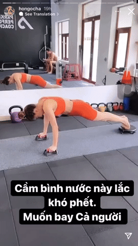 Đẹp như Hà Hồ còn tập gym hùng hục, lắc bình nước 