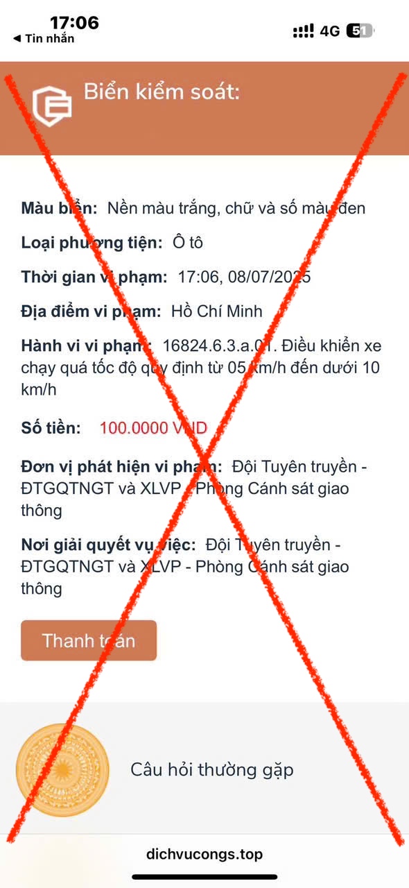 Cảnh báo chiêu lừa nộp phạt giao thông qua cổng dịch vụ công "giả"- Ảnh 3.