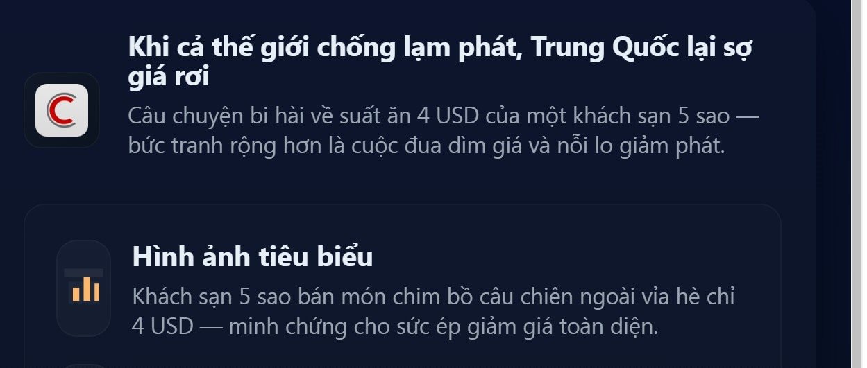 Cả thế giới chống lạm phát, Trung Quốc lại sợ giá giảm: Câu chuyện bi hài về suất ăn 4 USD của một khách sạn 5 sao- Ảnh 2. Cả thế giới chống lạm phát, Trung Quốc lại sợ giá giảm: Câu chuyện bi hài về suất ăn 4 USD của một khách sạn 5 sao- Ảnh 2.