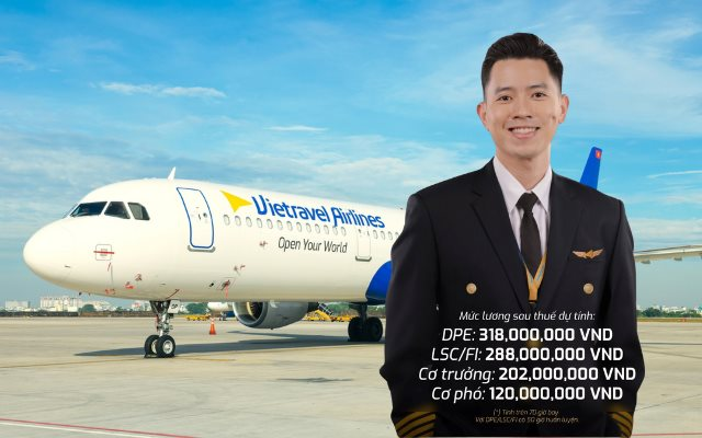 Vietravel Airlines tuyển cơ trưởng, cơ phó lương 120-200 triệu/tháng, ưu đãi vay mua nhà: Vẫn thấp hơn hẳn Vietnam Airlines và Vietjet Air?- Ảnh 1. Vietravel Airlines tuyển cơ trưởng, cơ phó lương 120-200 triệu/tháng, ưu đãi vay mua nhà: Vẫn thấp hơn hẳn Vietnam Airlines và Vietjet Air?- Ảnh 1.