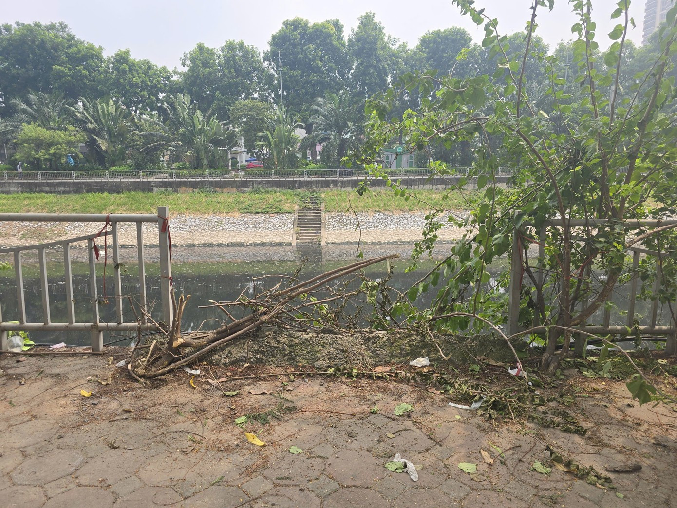 Hà Nội 'thúc' tiến độ hoàn trả lan can, hè phố, kè sông Tô Lịch- Ảnh 1.