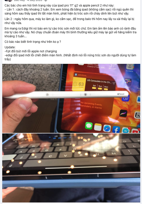 Apple Pencil xuất hiện vết giống cháy xém khi sạc với iPad: Bộ Công Thương yêu cầu Apple Việt Nam báo cáo- Ảnh 1.