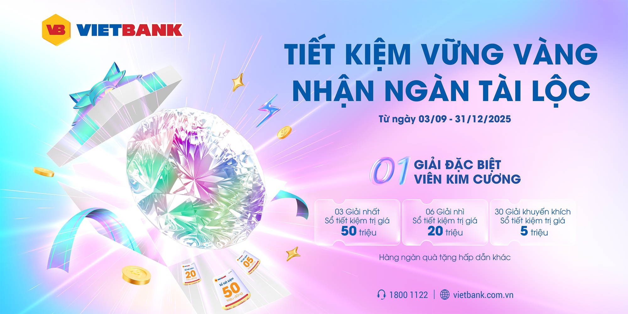 Vietbank tung khuyến mãi gần 5 tỷ đồng, cơ hội trúng kim cương 500 triệu đồng- Ảnh 1. Vietbank tung khuyến mãi gần 5 tỷ đồng, cơ hội trúng kim cương 500 triệu đồng- Ảnh 1.