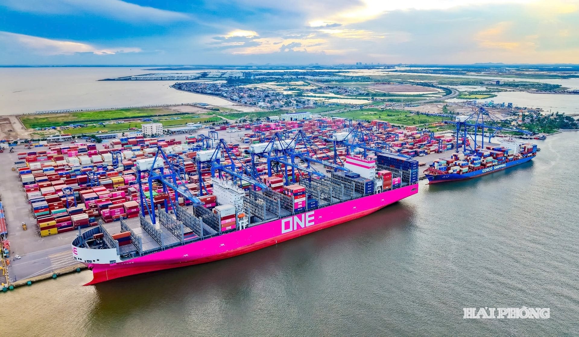 Siêu tàu màu hồng lớn nhất từ trước đến nay cập cảng miền Bắc Việt Nam: Ai đứng sau?- Ảnh 1.