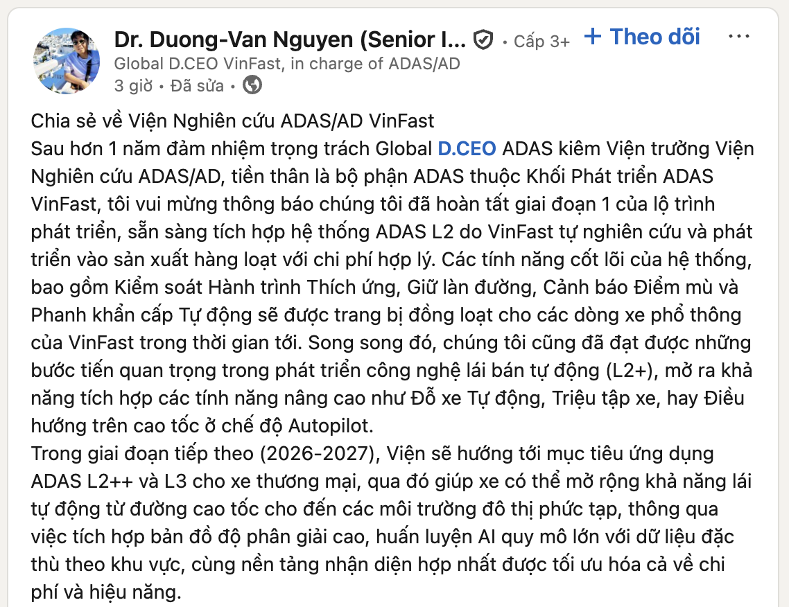 Viện trưởng lần đầu hé lộ dàn nhân sự khủng đứng sau tham vọng xe tự lái của VinFast- Ảnh 1. Viện trưởng lần đầu hé lộ dàn nhân sự khủng đứng sau tham vọng xe tự lái của VinFast- Ảnh 1.