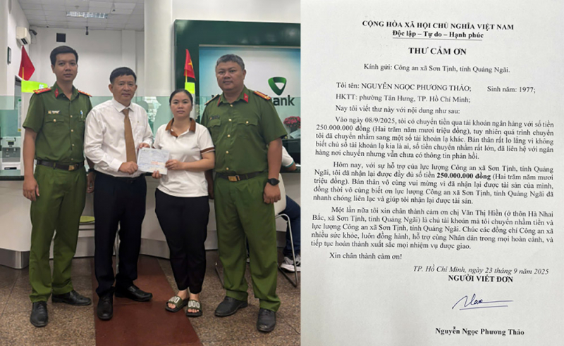 Tài khoản Vietcombank bất ngờ nhận được 250 triệu từ người lạ, người phụ nữ ở Quảng Ngãi lập tức báo công an- Ảnh 1.