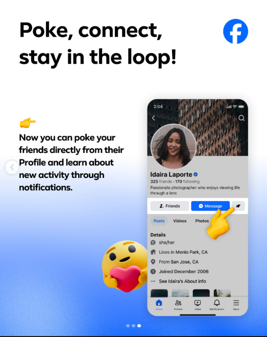 Facebook chuẩn bị sở hữu một điểm chung với quán bi-a: Meta hồi sinh tính năng "Chọc" huyền thoại- Ảnh 2.