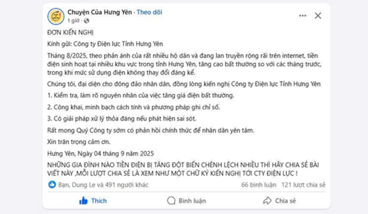 Cảnh báo lan truyền thông tin 'copy' kiến nghị liên quan đến tiền điện tháng 8- Ảnh 3. Cảnh báo lan truyền thông tin 'copy' kiến nghị liên quan đến tiền điện tháng 8- Ảnh 3.