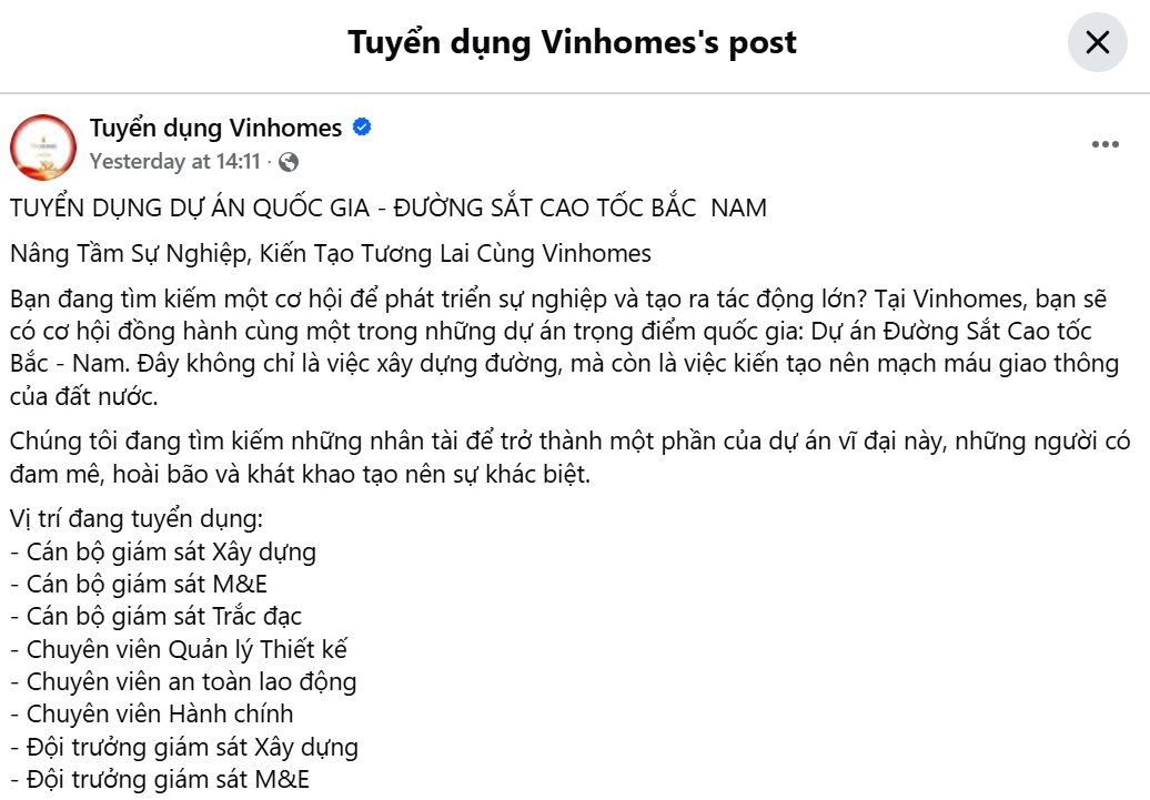 Vingroup tiến 1 bước lớn trong việc xây dựng đường sắt cao tốc- Ảnh 1.