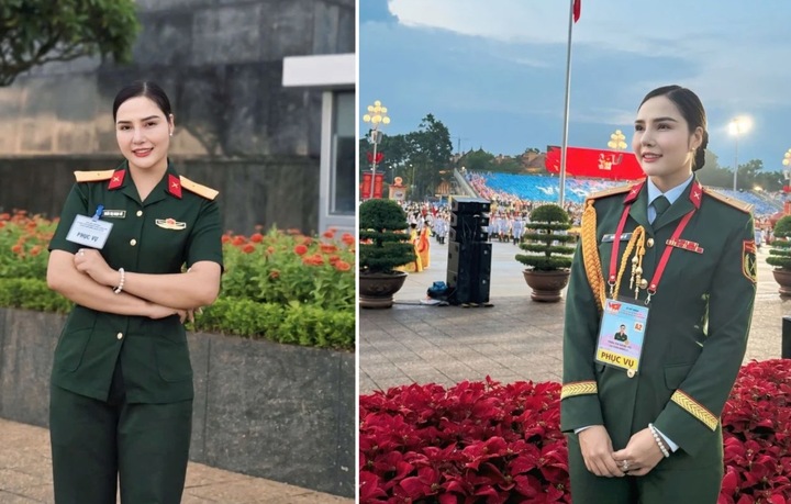 Sắc vóc không kém hoa hậu của Thiếu tá làm MC thuyết minh ở đại lễ 30/4 và 2/9- Ảnh 3.