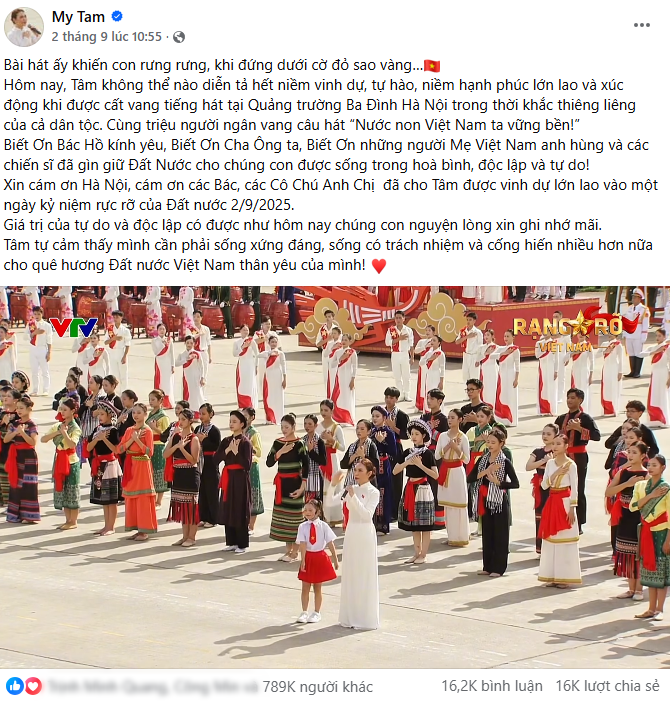 1 phút Đại lễ 2/9 cho Mỹ Tâm những con số gây choáng: Follower tăng đột biến, gây sốt trang Thông tin Chính phủ- Ảnh 2. 1 phút Đại lễ 2/9 cho Mỹ Tâm những con số gây choáng: Follower tăng đột biến, gây sốt trang Thông tin Chính phủ- Ảnh 2.