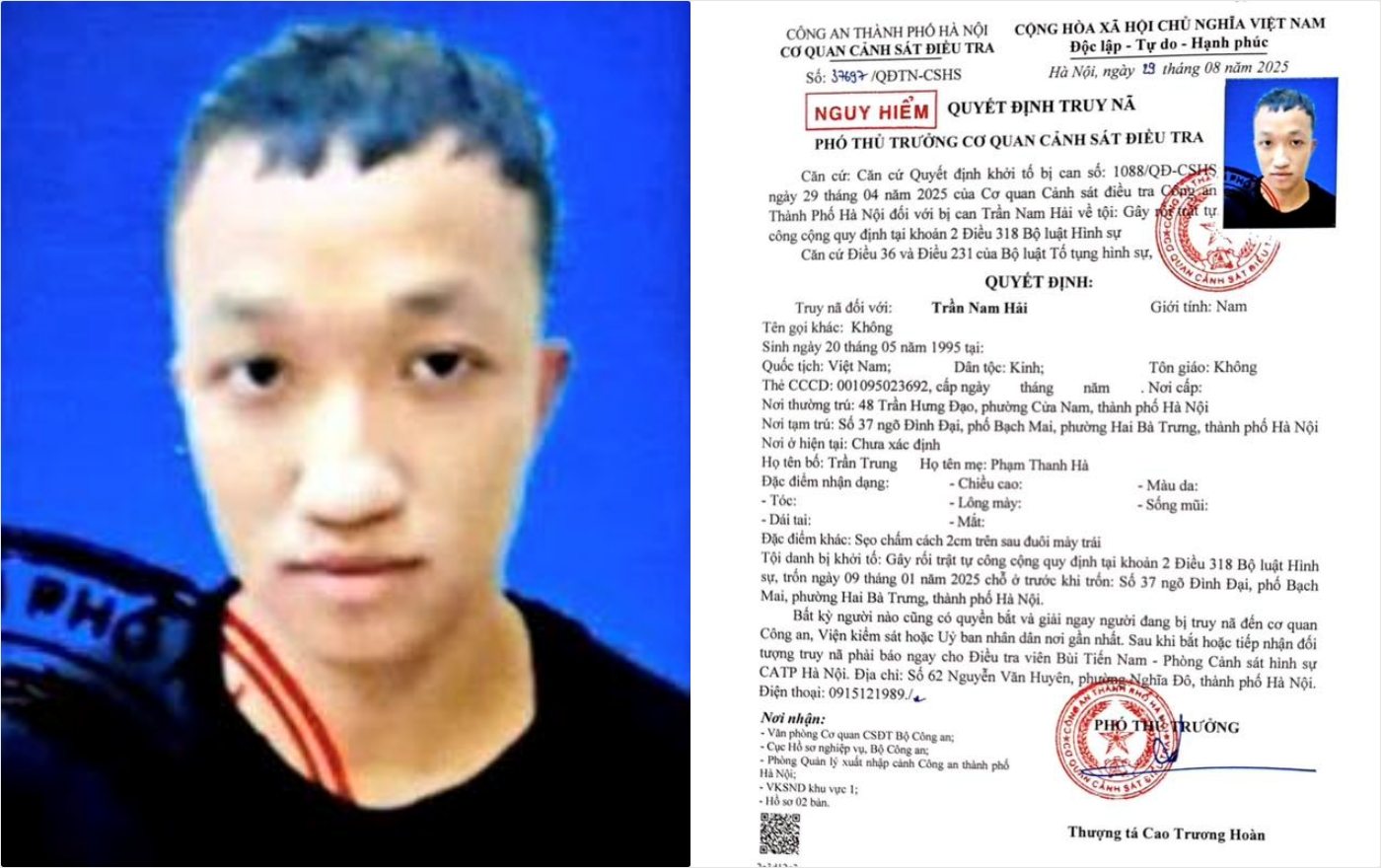 Truy nã Trần Nam Hải sinh năm 1995- Ảnh 1. Truy nã Trần Nam Hải sinh năm 1995- Ảnh 1.