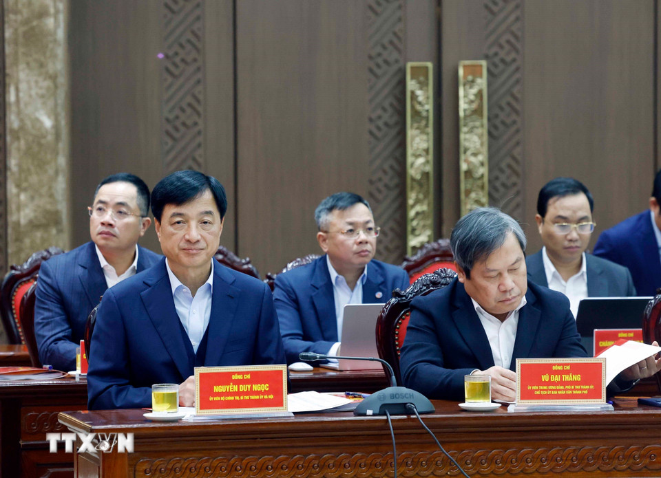 Những hình ảnh Tổng Bí thư Tô Lâm làm việc với Ban Thường vụ Thành ủy Hà Nội về tầm nhìn 100 năm - Ảnh 7.