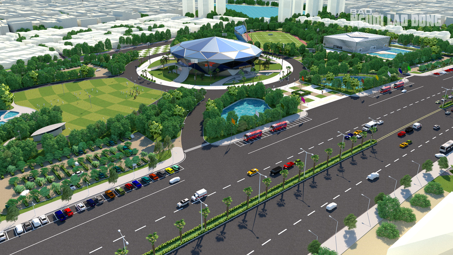 Nhà thi đấu hình kim cương xanh 340 tỉ đồng gây chú ý ở Quảng Trị - Ảnh 6.