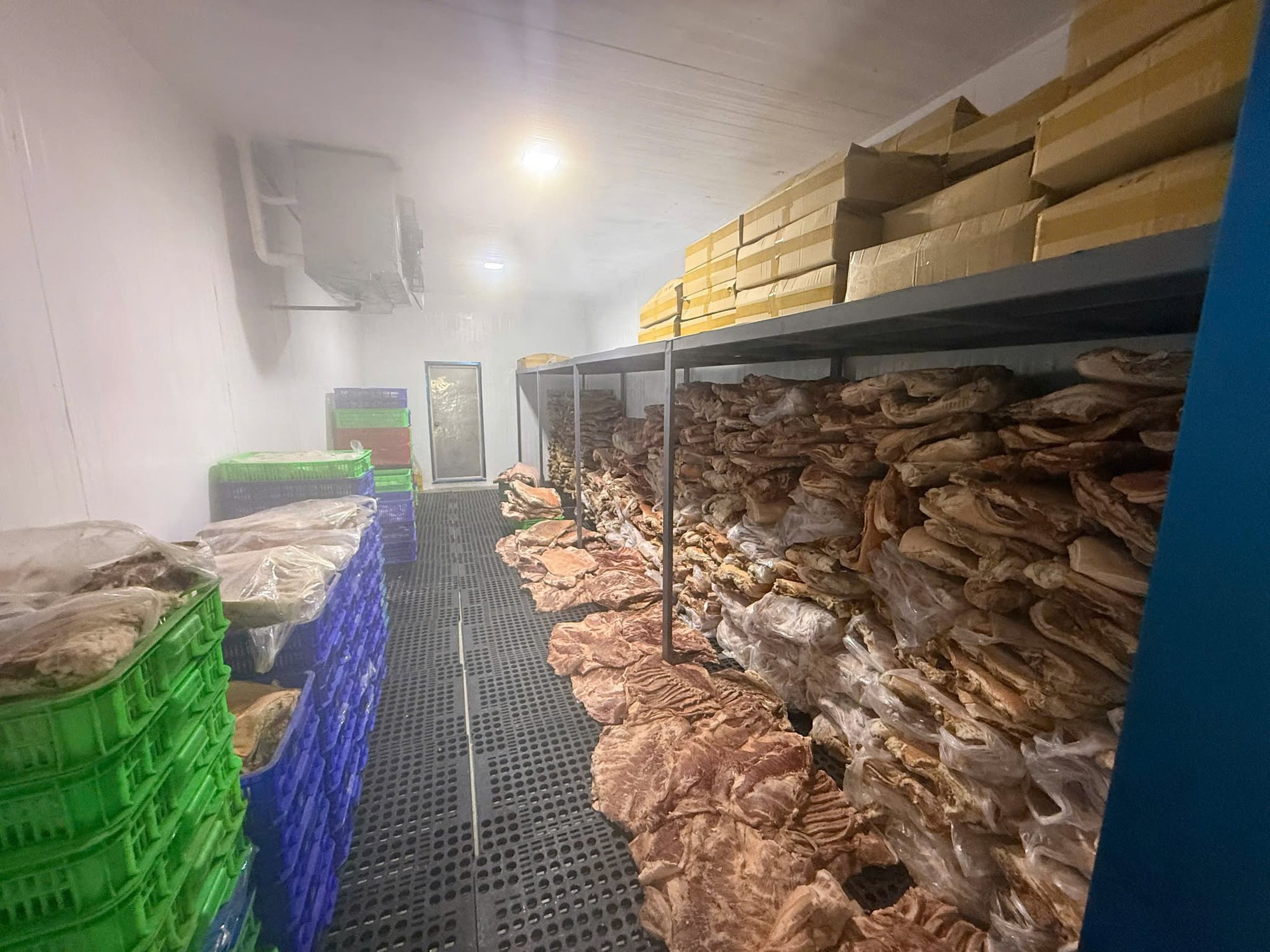 Cận cảnh kho thịt heo "đội lốt" đà điểu, dê, nai, nhím tuồn ra thị trường vừa bị triệt phá- Ảnh 1.