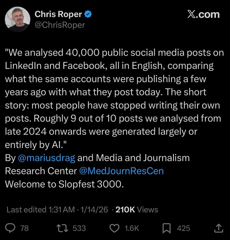 Phân tích 40.000 bài đăng mạng xã hội, tác giả kinh hoàng phát hiện: 90% không phải của con người- Ảnh 1.