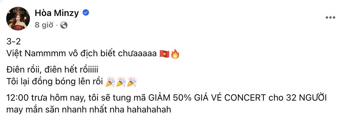 Hòa Minzy ra thông báo nóng trước chiến thắng của U23 Việt Nam- Ảnh 2.