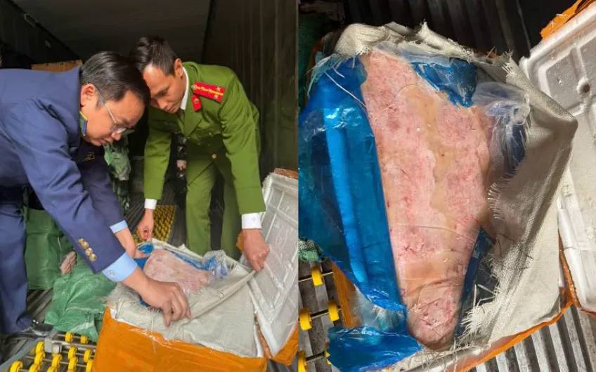 Phát hiện 10 tấn xúc xích, nầm lợn không rõ nguồn gốc tại kho đông lạnh ở Hà Nội - Ảnh 1.