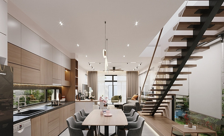 Các mẫu cầu thang xương cá độc đáo cho nhà phố- Ảnh 1.