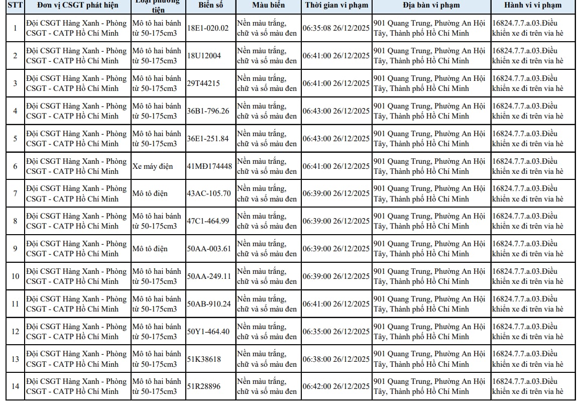Tất cả chủ xe máy trong danh sách sau nhanh chóng nộp phạt nguội theo Nghị định 168- Ảnh 1.