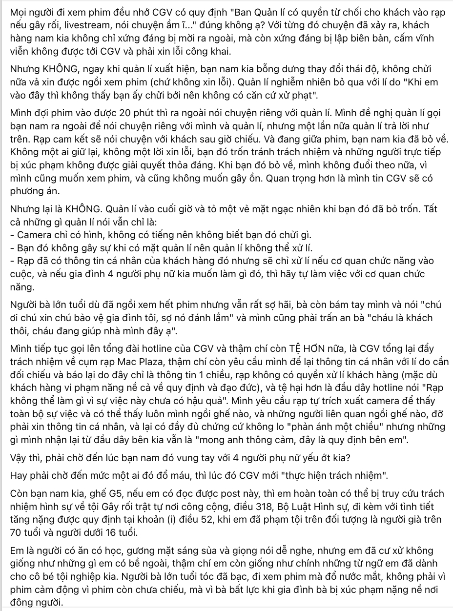 CGV Việt Nam nói gì sau khi bị tố thiếu trách nhiệm vụ đe doạ đánh người trong rạp Hà Nội?- Ảnh 2.