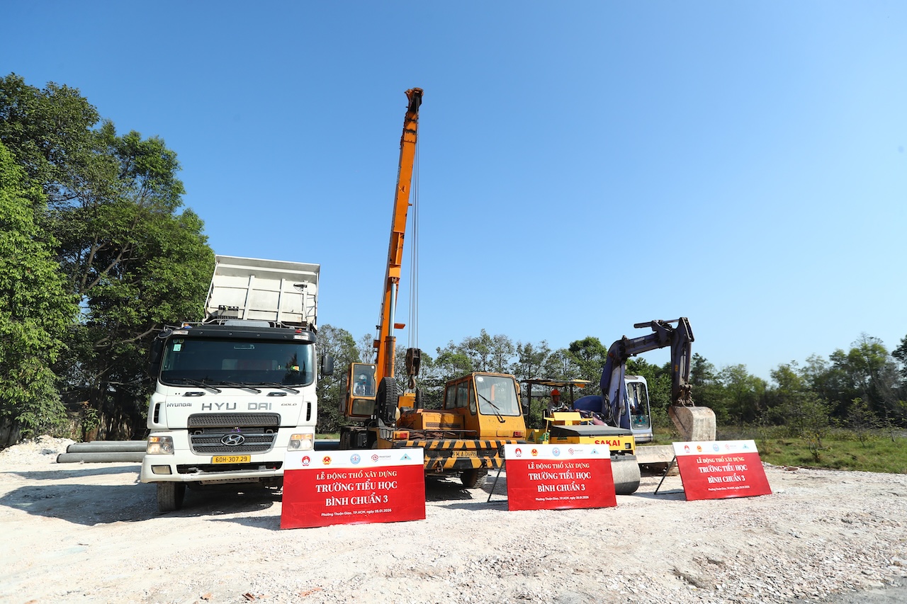 Động thổ xây dựng trường học đạt chuẩn quốc gia do doanh nghiệp tài trợ tại phường Thuận Giao - Ảnh 2. Động thổ xây dựng trường học đạt chuẩn quốc gia do doanh nghiệp tài trợ tại phường Thuận Giao - Ảnh 2.