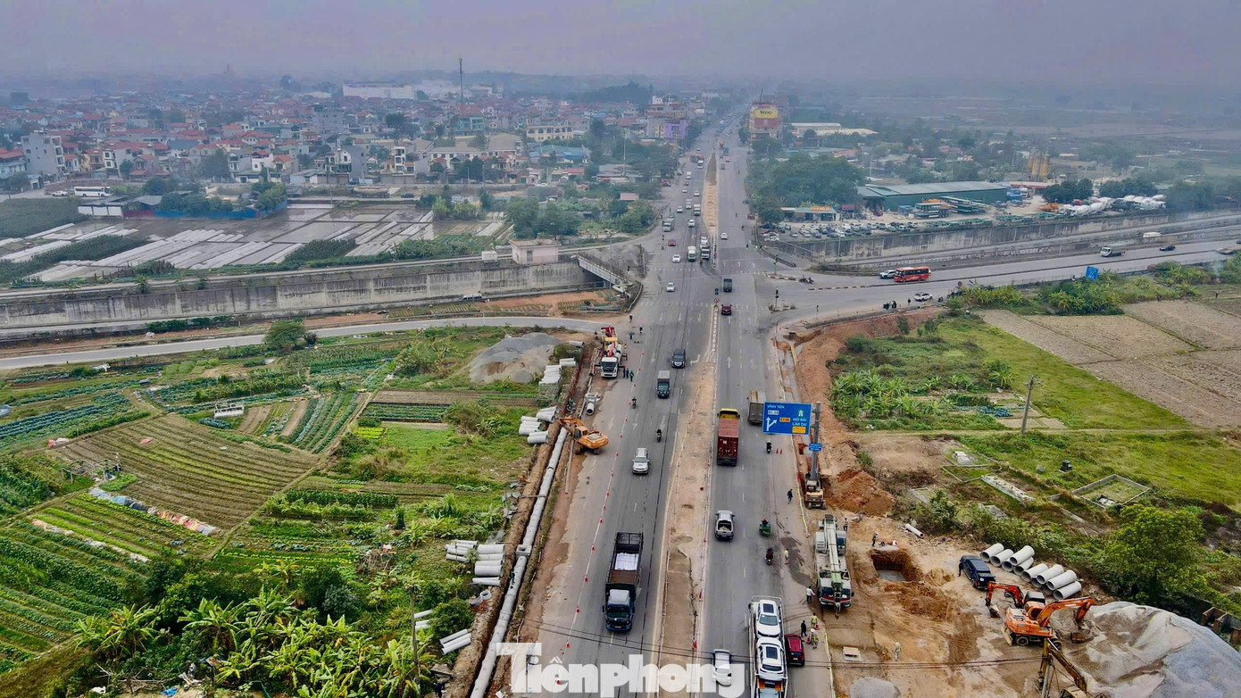 Hối hả thi công nút giao Quốc lộ 2 - Nội Bài - Lào Cai- Ảnh 1.