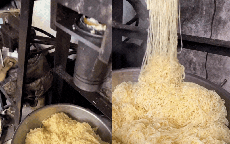 Bún dây, thức quà sáng "gây thương nhớ" của người miền Trung: Món ăn dân dã từ bột gạo và tro bếp, ai đi xa cũng thèm thuồng vị dầu hẹ thơm lừng- Ảnh 4.