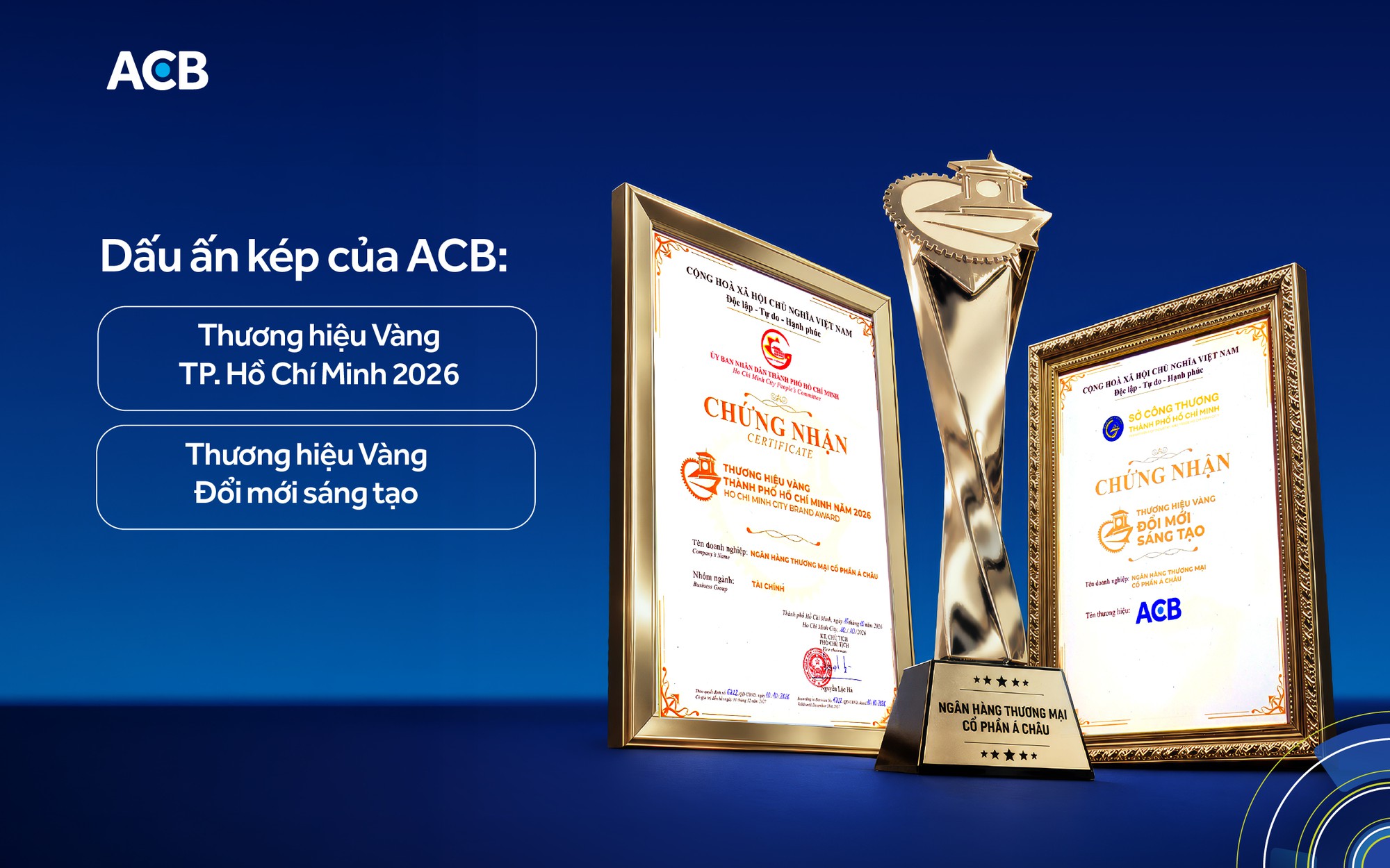 Từ gần 200 hồ sơ dự giải, ACB chinh phục hạng mục kép tại Thương hiệu Vàng TP.HCM 2026 - Ảnh 1.