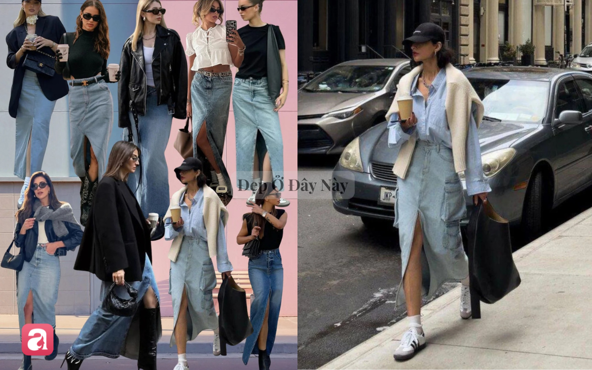 Chân váy jeans dáng dài: Vừa trẻ trung vừa sang chuẩn "old money"- Ảnh 1.