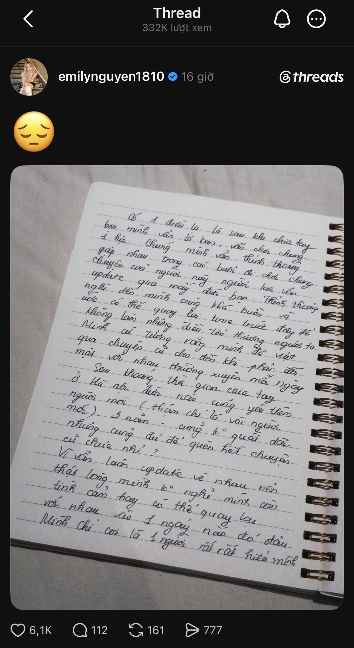 Emily đăng tâm thư chia tay lúc nửa đêm- Ảnh 1.