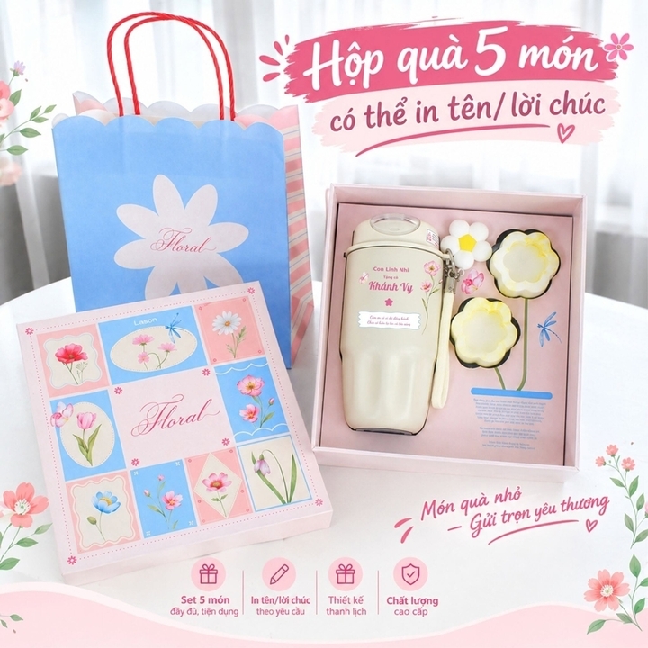 Quà 20/10 độc lạ: Hoa hồng in hình phụ nữ mặc áo dài, cốc giữ nhiệt khắc tên- Ảnh 3.