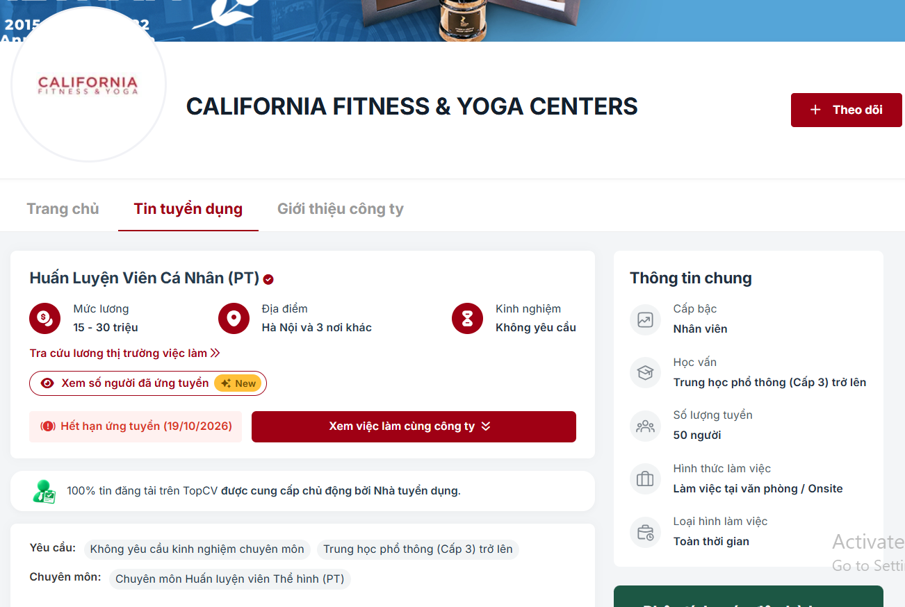 California Fitness & Yoga từng tuyển nhân viên lương lên tới 30 triệu đồng/tháng, chỉ cần tốt nghiệp THPT, không yêu cầu kinh nghiệm, có vị trí nhận hoa hồng 35% - Ảnh 2.